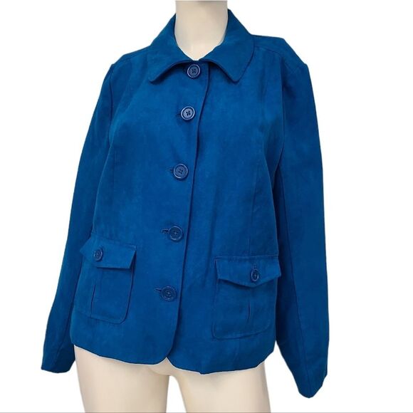 Studio Works Cobalt Blue Faux Suede Jacket 12P - Picture 2 of 8